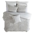 Benjara Sieno 4pc King Comforter Set- Gray Faux Fur and Micro Mink Backing