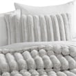 Benjara Sieno 4pc King Comforter Set- Gray Faux Fur and Micro Mink Backing
