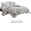 Benjara Sieno 4pc King Comforter Set- Gray Faux Fur and Micro Mink Backing