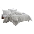 Benjara Sieno 4pc King Comforter Set- Gray Faux Fur and Micro Mink Backing