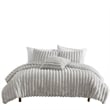 Benjara Sieno 4pc King Comforter Set- Gray Faux Fur and Micro Mink Backing