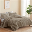 Benjara Sieno 4pc Queen Comforter Set- Taupe Brown Faux Fur Micro Mink Backing