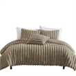 Benjara Sieno 4pc Queen Comforter Set- Taupe Brown Faux Fur Micro Mink Backing