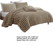 Benjara Sieno 4pc Queen Comforter Set- Taupe Brown Faux Fur Micro Mink Backing