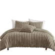 Benjara Sieno 3pc Twin XL Comforter Set- Taupe Brown Faux Fur- Micro Mink Back