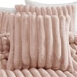 Benjara Sieno 4pc King Comforter Set- Blush Pink Faux Fur- Micro Mink Backing