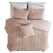 Benjara Sieno 4pc King Comforter Set- Blush Pink Faux Fur- Micro Mink Backing