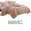 Benjara Sieno 3pc Twin XL Comforter Set- Blush Pink Faux Fur- Micro Mink Back