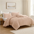 Benjara Sieno 3pc Twin XL Comforter Set- Blush Pink Faux Fur- Micro Mink Back