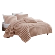 Benjara Sieno 3pc Twin XL Comforter Set- Blush Pink Faux Fur- Micro Mink Back
