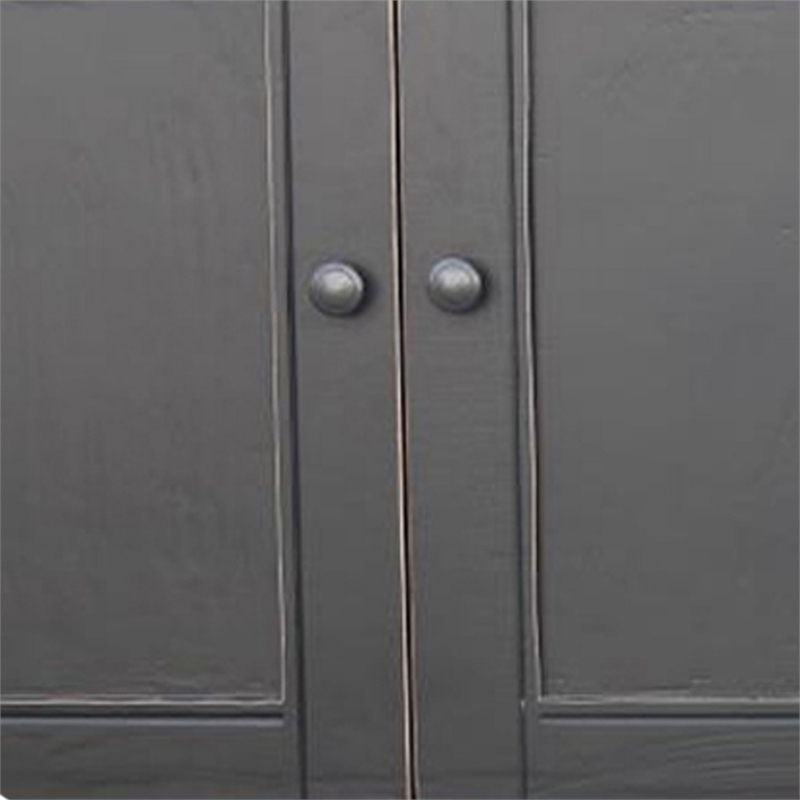 Benjara Miy Sideboard Buffet Cabinet- 4 Door- Matte Black Pine Wood 83 Inch