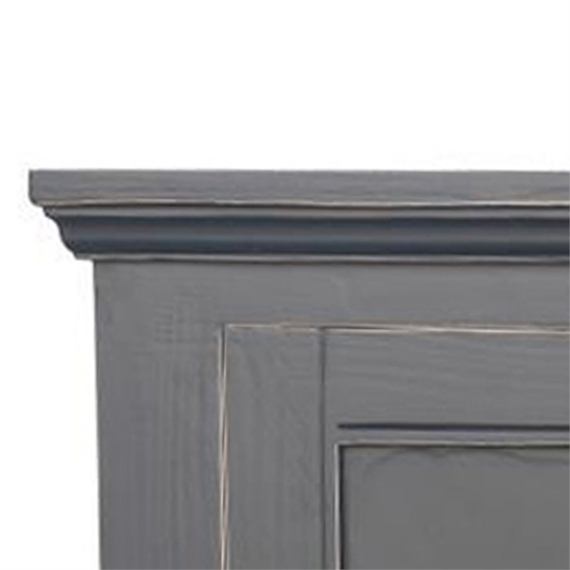 Benjara Miy Sideboard Buffet Cabinet- 4 Door- Matte Black Pine Wood 83 Inch