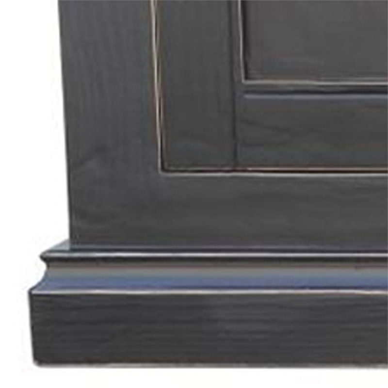 Benjara Miy Sideboard Buffet Cabinet- 4 Door- Matte Black Pine Wood 83 Inch