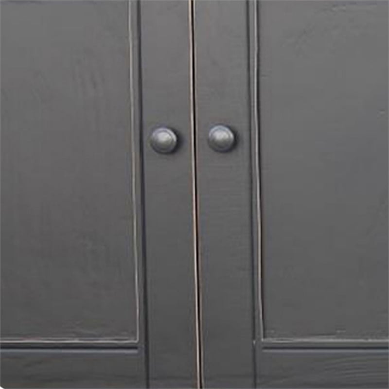 Benjara Miy Sideboard Buffet Cabinet- 4 Door- Matte Black Pine Wood 83 Inch
