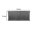 Benjara Miy Sideboard Buffet Cabinet- 4 Door- Matte Black Pine Wood 83 Inch