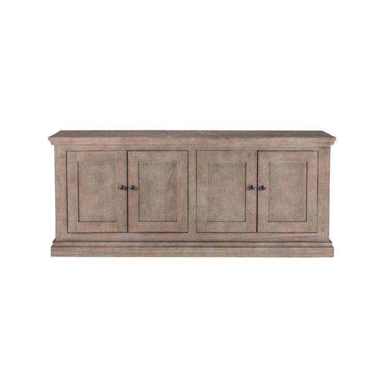 Benjara Miy Sideboard Buffet Cabinet- 4 Door- Medium Gray Pine Wood 83 Inch
