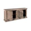 Benjara Miy Sideboard Buffet Cabinet- 4 Door- Medium Gray Pine Wood 83 Inch