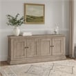Benjara Miy Sideboard Buffet Cabinet- 4 Door- Medium Gray Pine Wood 83 Inch