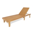 Benjara Pina Outdoor Chaise Lounger- 79 Inch- Slatted Acacia Wood- Brown