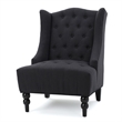 Benjara Tesy Accent Club Chair- Wingback Design- Button Tufted Gray Fabric