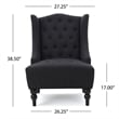 Benjara Tesy Accent Club Chair- Wingback Design- Button Tufted Gray Fabric