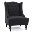 Benjara Tesy Accent Club Chair- Wingback Design- Button Tufted Gray Fabric