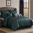 Benjara Beny 10pc King Size Comforter Set- Dark Turquoise Blue Woven Jacquard