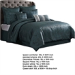 Benjara Beny 9pc King Size Comforter Set- Dark Turquoise Blue Woven Jacquard
