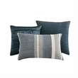 Benjara Beny 9pc King Size Comforter Set- Dark Turquoise Blue Woven Jacquard