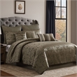 Benjara Beny 10pc King Size Comforter Set- Traditional Gold Woven Jacquard