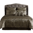 Benjara Beny 9pc King Size Comforter Set- Traditional Gold Woven Jacquard