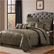 Benjara Beny 9pc King Size Comforter Set- Traditional Gold Woven Jacquard