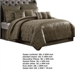 Benjara Beny 9pc King Size Comforter Set- Traditional Gold Woven Jacquard