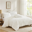 Benjara Sieno 3pc Twin XL Comforter Set- White Faux Fur and Micro Mink Backing