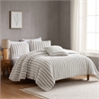 Benjara Sieno 3pc Twin XL Comforter Set- Gray Faux Fur and Micro Mink Backing