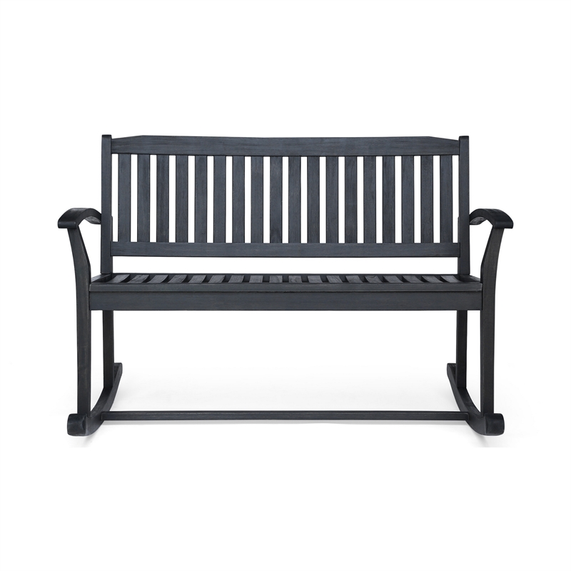 Benjara Outdoor Rocking Loveseat Bench- 50