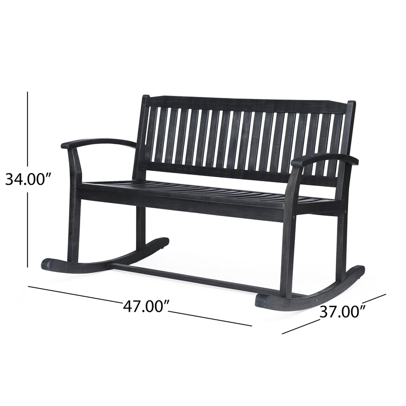 Benjara Outdoor Rocking Loveseat Bench- 50