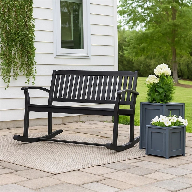Benjara Outdoor Rocking Loveseat Bench- 50