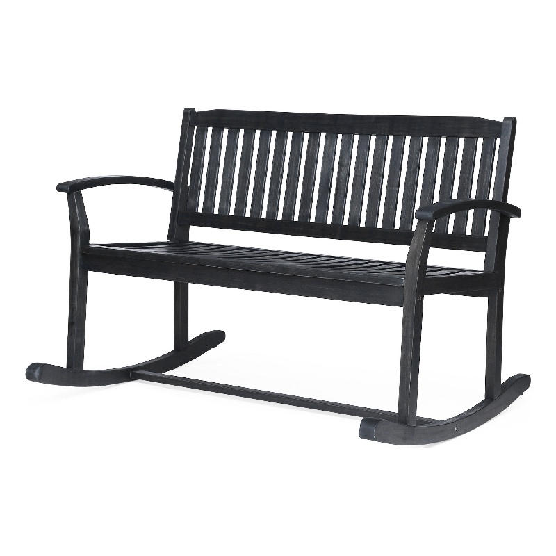 Benjara Outdoor Rocking Loveseat Bench- 50