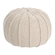 Benjara Round Knitted Pouf Ottoman- Handwoven Details- 20