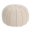 Benjara Round Knitted Pouf Ottoman- Handwoven Details- 20