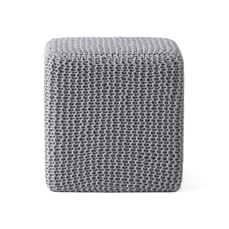 Benjara Square Knitted Footstool Ottoman- Handwoven Design 17