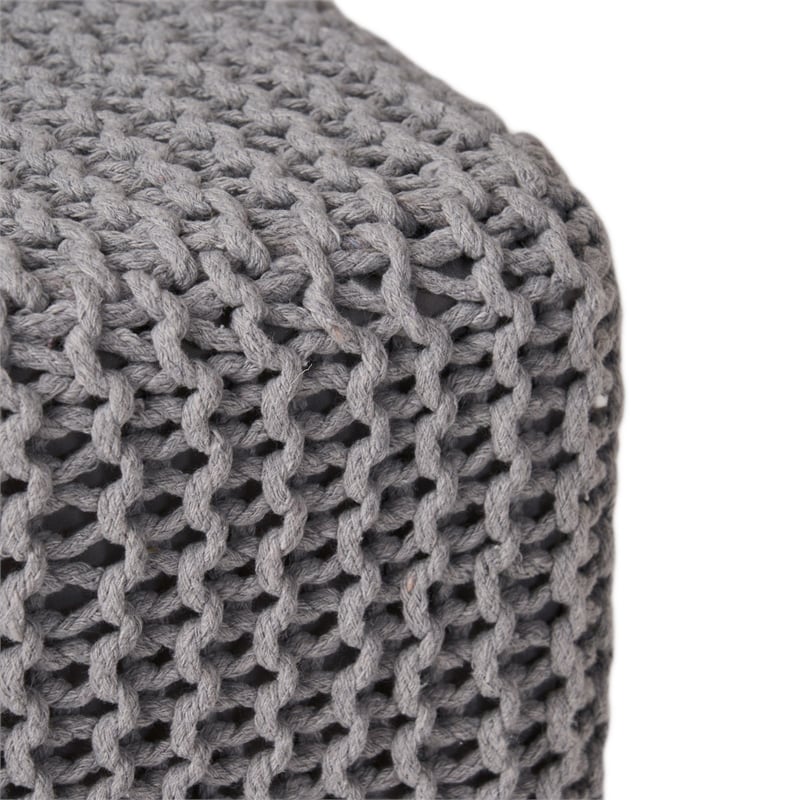 Benjara Square Knitted Footstool Ottoman- Handwoven Design 17