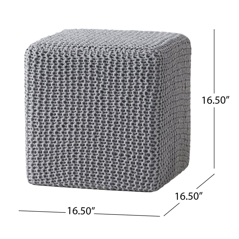 Benjara Square Knitted Footstool Ottoman- Handwoven Design 17