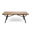 Benjara Patio Coffee Table- Slatted Top- Brown Iron- 50