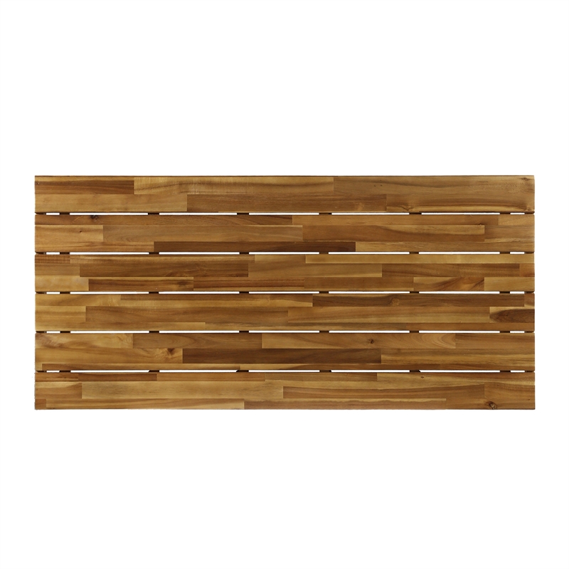 Benjara Patio Coffee Table- Slatted Top- Brown Iron- 50
