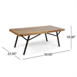 Benjara Patio Coffee Table- Slatted Top- Brown Iron- 50