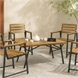 Benjara Patio Coffee Table- Slatted Top- Brown Iron- 50