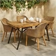 Benjara Patio Coffee Table- Slatted Top- Brown Iron- 50