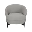 Benjara Olie Accent Club Chair- Barrel Style- Boucle Gray Fabric- Cross Base